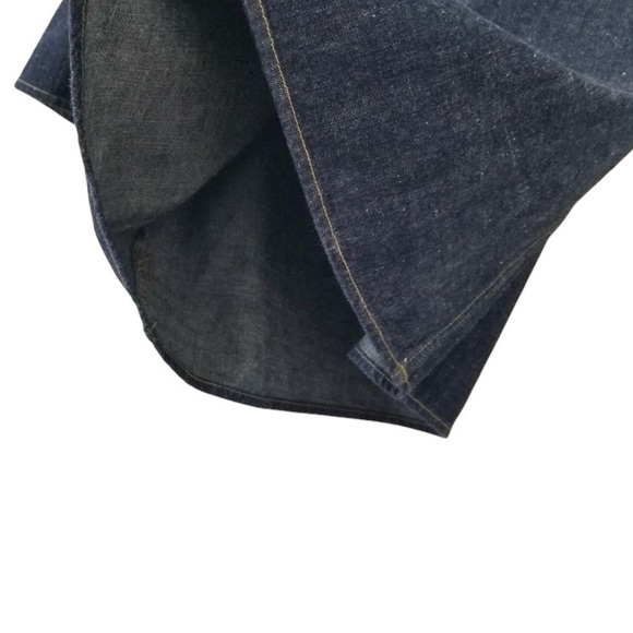 SUNO Slightly Oversized Blue Denim Shirred Bell Sleeve Boxy Blouse size 0 - Picture 8 of 11